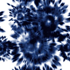 Seamless indigo shibori tie dye pattern for surface print. High quality illustration. Realistic digitally rendered tie dye in perfect repeat for apparel, textile or interior design. Japanese inspired