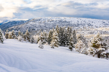 Picturesque winter landscape in Stryn, Norway
