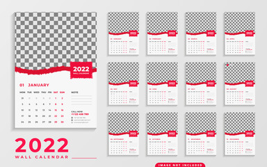 Red Color Scheme with Modern 2022 Wall Calendar Design