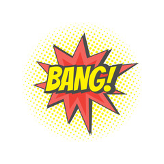 Fototapeta premium Bang explosion colorful vector cartoon. Bang! text lettering comic.