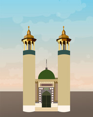 Attractions in Shiraz in Iran, Fars Province, vector illustration