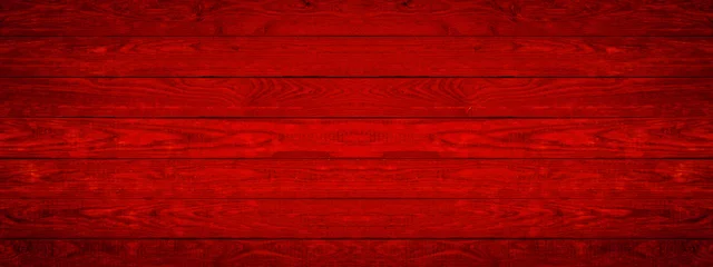 Poster Abstract grunge rustic old red painted colored wooden board wall table floor texture - wood background banner panorama top view © Corri Seizinger