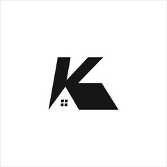 Letter K house logo design template in white backgrond
