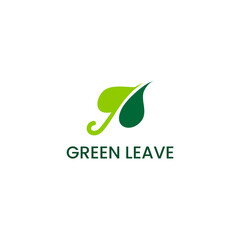 Green leaf logo design template in white background