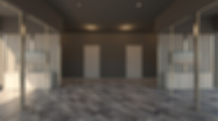 Unfocused, Blur phototography.  Modern office Cabinet.  3D rendering.   Meeting room
