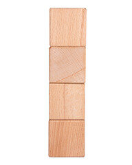 Wooden cube geometric bricks tower isolated on the white background