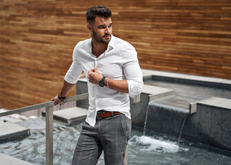 Handsome man wear white shirt - Powered by Adobe