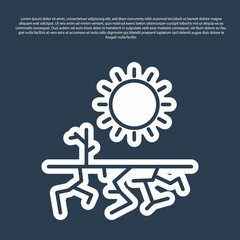 Blue line Drought icon isolated on blue background. Vector Illustration