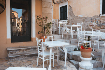 cafe on a small street of the old town