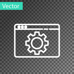 White line Browser setting icon isolated on transparent background. Adjusting, service, maintenance, repair, fixing. Vector Illustration