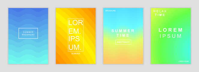 Abstract summer poster. Fresh summers colors for design. Mockup modern posters set.