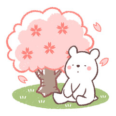 サクラと子供シロクマ