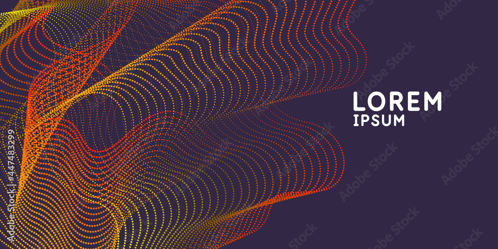 Aufkleber vector abstract background with dynamic waves, line and particles.