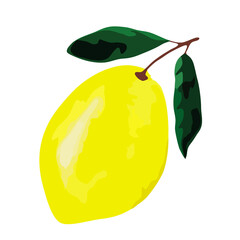 Isolated abstract illustration of a yellow lemon on a white background