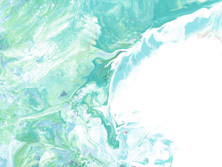Blue and green creative abstract  hand painted background with copy space, fluid art, marble texture