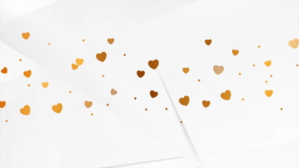 Bronze hearts on white polygonal background