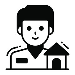 property dealer trendy icon, glyph style isolated on white background. Symbol for your web site design, logo, app, UI.