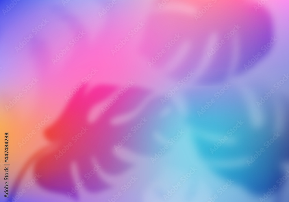 Poster colorful tropical gradient background. abstract vector with tropical elements overlay. blurred monst