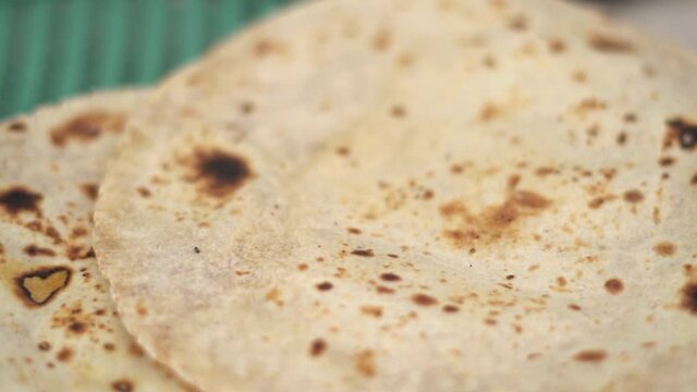 Closeup shot of roti, an Indian food