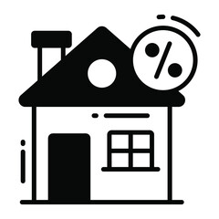 discount house trendy icon, glyph style isolated on white background. Symbol for your web site design, logo, app, UI.
