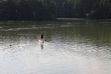 suboard extreme riding at lake