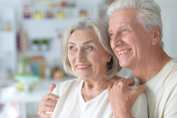 portrait of happy senior couple at home