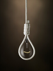 Energy crisis concept with gallows, on dark background