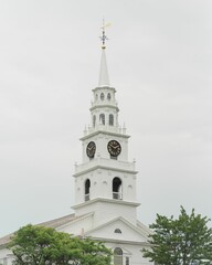 Fototapeta na wymiar Steeple of the The Congregational Church of Middlebury, Vermont