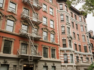 Fototapeta na wymiar Brick residential buildings on the Upper West Side, Manhattan, New York City