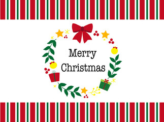 Fototapeta premium ストライプとリースのクリスマスデザイン