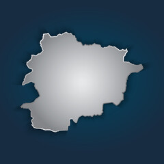 Fototapeta premium Andorra map 3D metallic silver with chrome, shine gradient on dark blue background. Vector illustration EPS10.