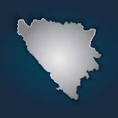 Fototapeta premium Bosnia and Herzegovina map 3D metallic silver with chrome, shine gradient on dark blue background. Vector illustration EPS10.