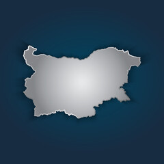 Obraz premium Bulgaria map 3D metallic silver with chrome, shine gradient on dark blue background. Vector illustration EPS10.
