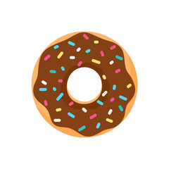 Donut vector Circle donuts with colorful holes covered in delicious chocolate.