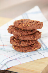 round oatmeal cookies with chocolate chips and nuts