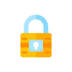 yellow padlock for locking the information on the computer data encryption concept