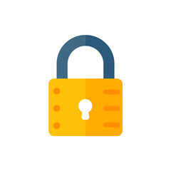 yellow padlock for locking the information on the computer data encryption concept