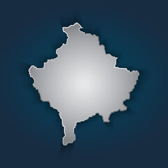 Obraz premium Kosovo map 3D metallic silver with chrome, shine gradient on dark blue background. Vector illustration EPS10.