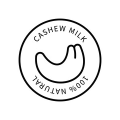 Line Icon Cashew In A Simple Style. Natural Product Containing Milk. Vector sign in a simple style isolated on a white background