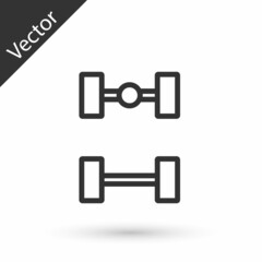 Grey line Chassis car icon isolated on white background. Vector
