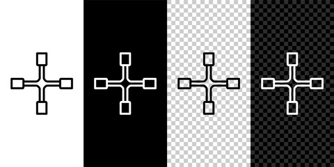Set line Wheel wrench icon isolated on black and white background. Wheel brace. Vector