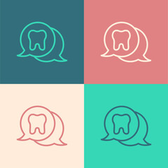 Pop art line Tooth icon isolated on color background. Tooth symbol for dentistry clinic or dentist medical center and toothpaste package. Vector