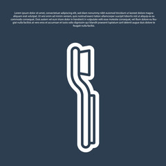 Blue line Toothbrush icon isolated on blue background. Vector