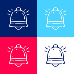 Fototapeta premium Bell blue and red four color minimal icon set