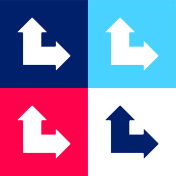 Arrows Angle Pointing Up And Right Blue And Red Four Color Minimal Icon Set