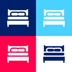 Bed blue and red four color minimal icon set