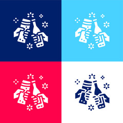 Beers blue and red four color minimal icon set