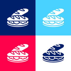 Baguette blue and red four color minimal icon set