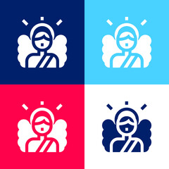 Angel blue and red four color minimal icon set