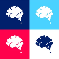 Foto op Canvas Brain blue and red four color minimal icon set © LIGHTFIELD STUDIOS